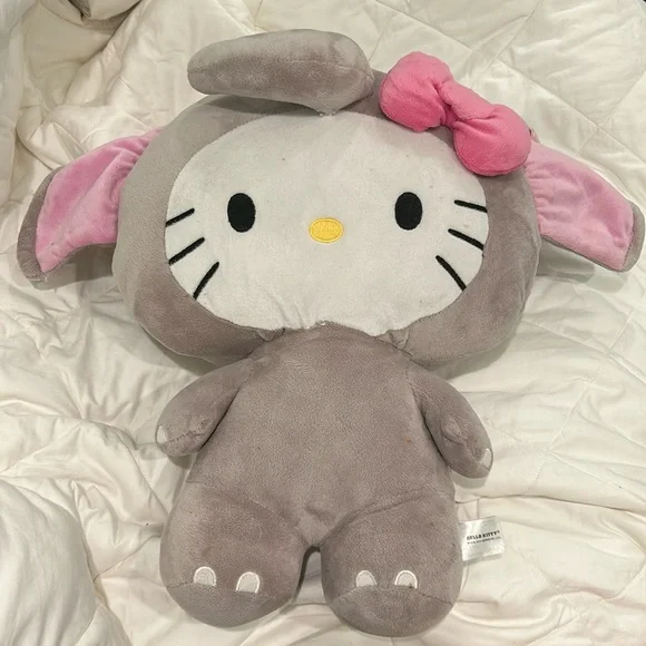Fiesta Sanrio Hello Kitty Gray Circus Elephant Plush Stuffed 2014 Pink Bow - Picture 1 of 2